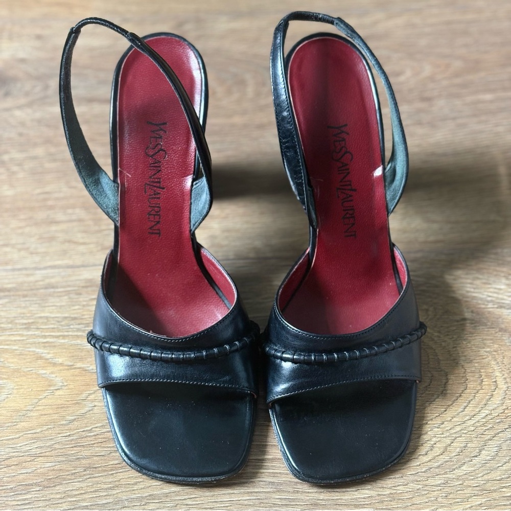 Yves Saint Laurent 1970’s Black Slingback Heels